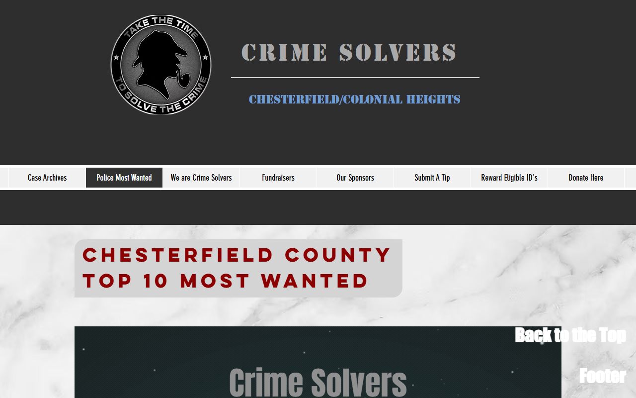 Chesterfield County Bench Warrants Crime Solvers most wanted page