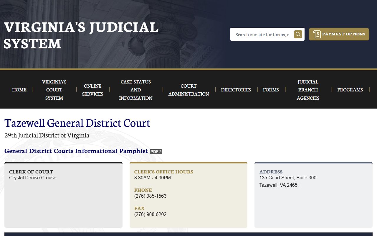 Tazewell County Bench Warrants General District Court page
