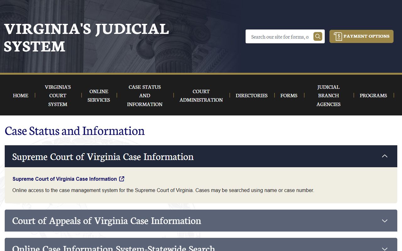 Virginia Bench Warrants case status portal